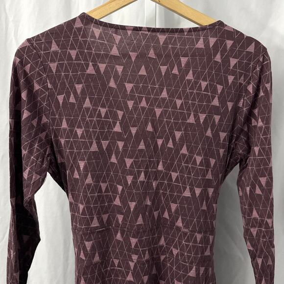 Toad&Co Dress Womens Small Cue Wrap Long Sleeve Purple Geometric V Neck - Picture 8 of 9